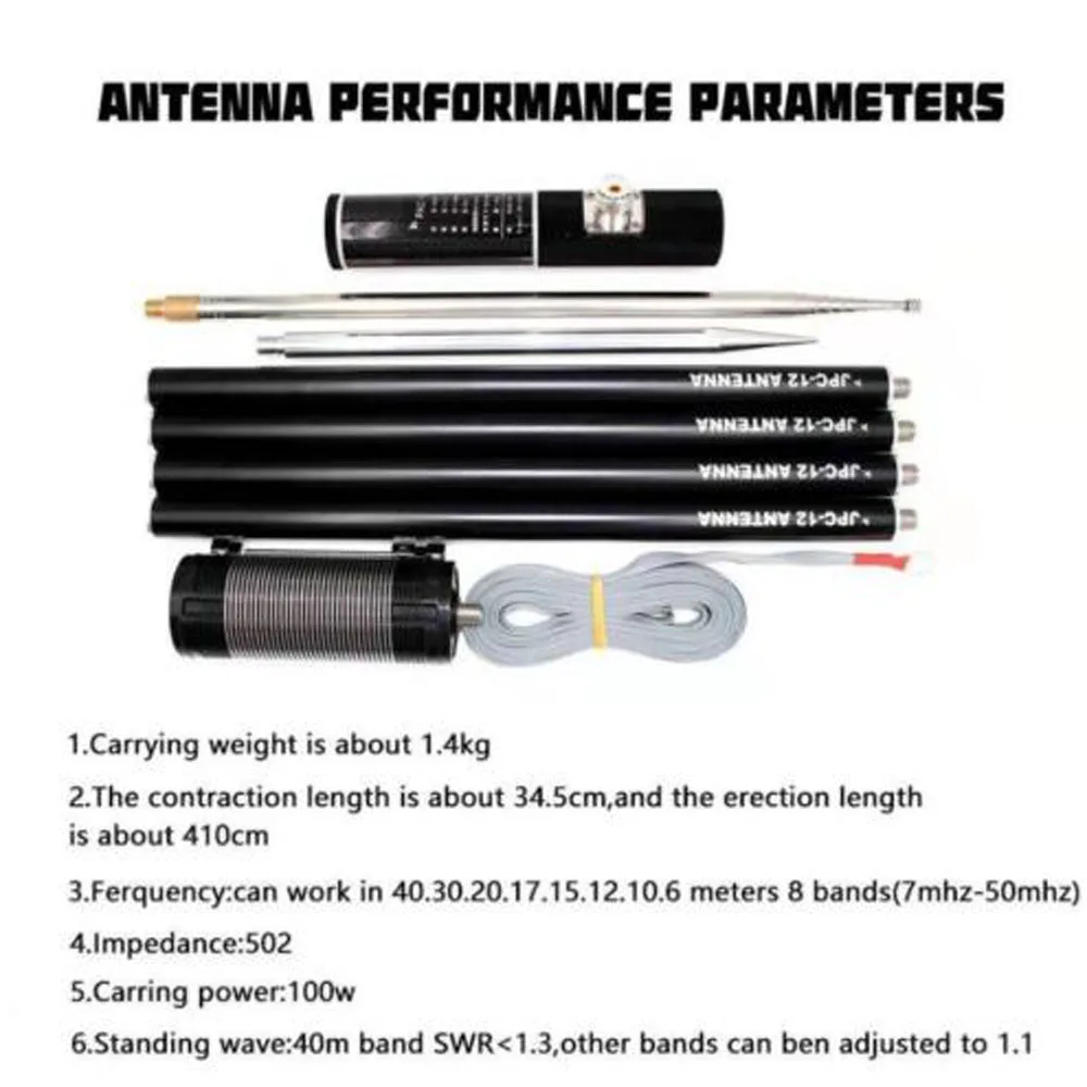 PAC-12 7MHz-50MHz 100W  Antenna Multi Band HF Shortwave GP Outdoor Regulator Portable Antenna QRP For Amateur Ham Radio