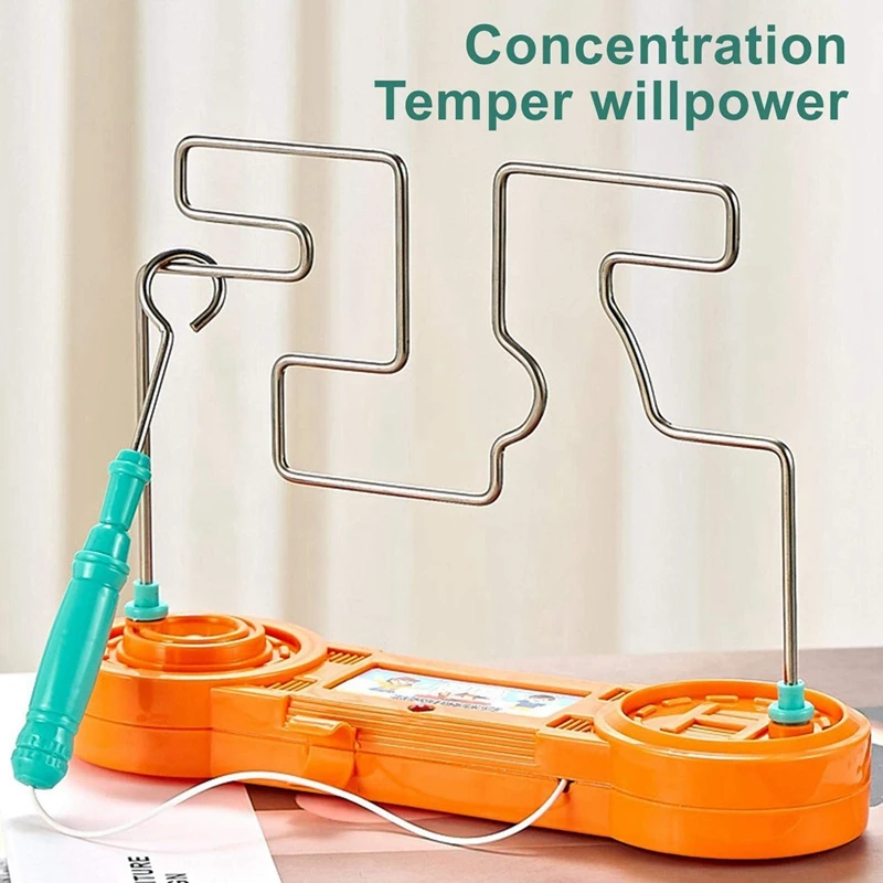 2X Bump Maze Toy Electric Dont Buzz The Wire Game Classic Tabletop Puzzle Game Retro Toys For Family Gathering, Orange 2