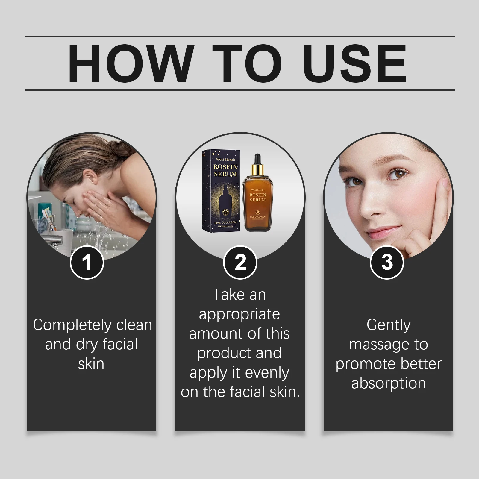 Bosein Serum Anti-aging Face Wrinkle Removal Replenishing Collagen Increasing Skin Elasticity Brightening Skin Tone Moisturizing 6