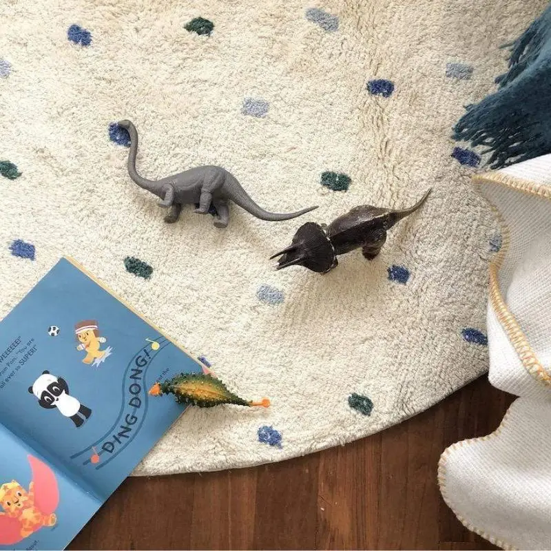 Dot Fluffy Carpet Living Room Round Hairy Nursery Play Mat For Children Soft Baby Rug Plush Bedroom Rug Christmas Gifts For Kids 3
