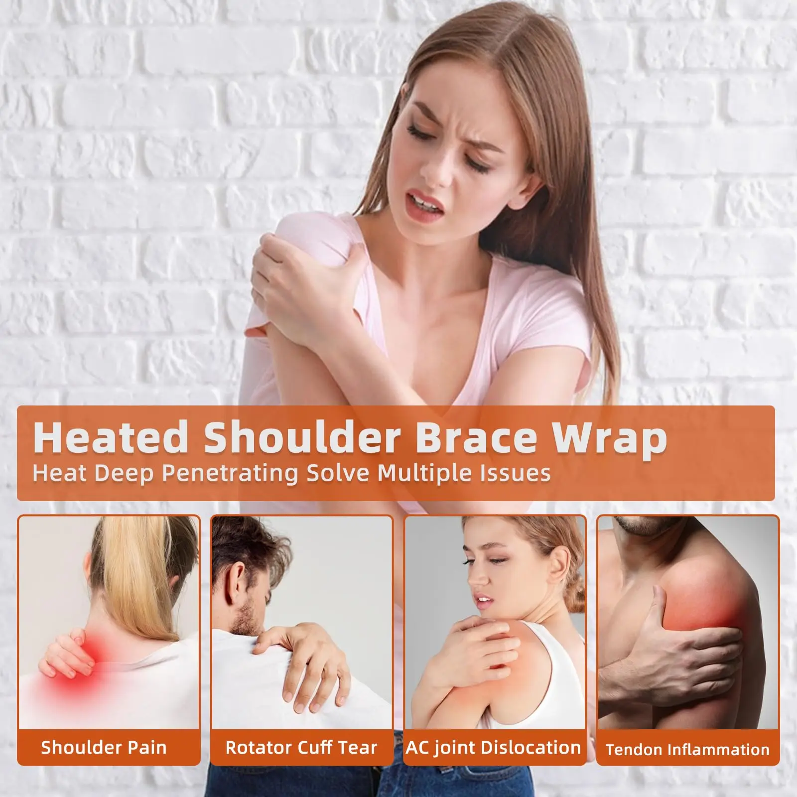 Heated Shoulder Wrap Brace Adjustable Shoulder Heating Pads Extension Belt Frozen Dislocation Pain Relief