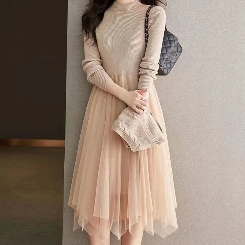 Vestido de Malha de Retalho Feminino Suéter de Colete Vestidos Graciosos Regatas Conjunto de Correspondência Senhora Outono Inverno Novo Pcs Suits 2023 6 Computers e Electronics