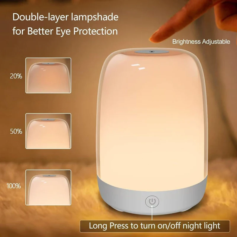 Sleep Simulation Sunrise Wake-Up Alarm Clock Light, Simple And Silent Touch Bedside Portable Light, USB Rainbow Night Light