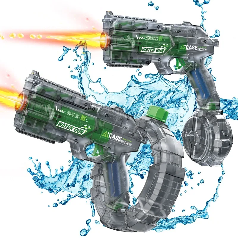 성인용 기계식 변신 전동 물총 어린이 자동 물총 LED 조명 포함 어린이 여름 야외 장난감