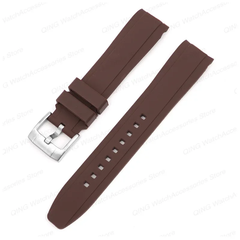 Universal Curved-End Silicone Sport Watch Band - Waterproof Rubber Bracelet