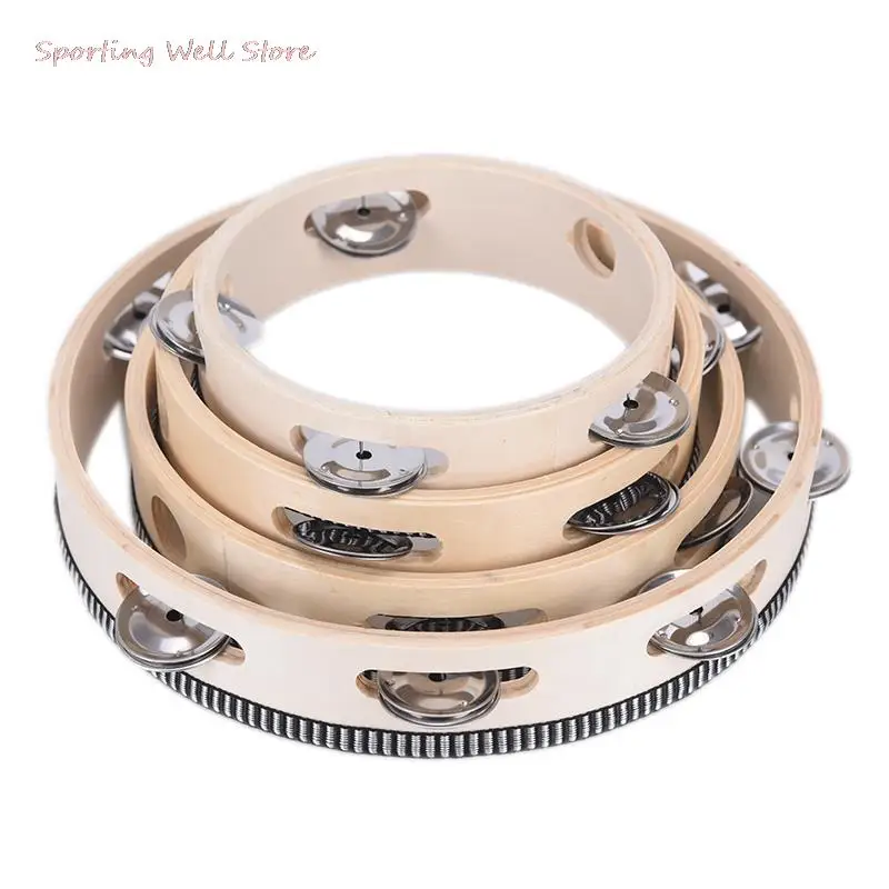 Hand Tambourine 6" Musical Instruments Tambourine Drum Children Educational Round Percussion For KTV Party Dancing Toys