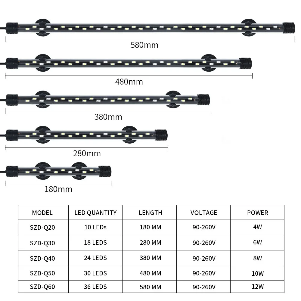Aquarium light led lamp aquarium lamp aquarium light LED plant grow lamp waterproof 18-58CM 90-260V 5730chip