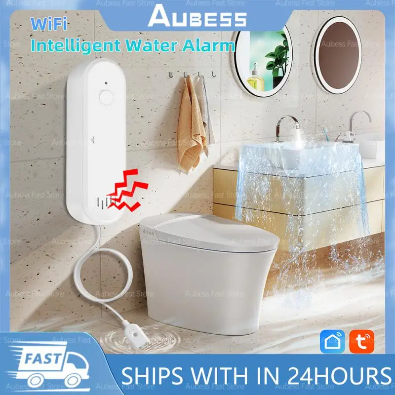 

Tuya WiFi Smart Water Leak Sensor Water Overflow Level Detector Security Sound Alarm System Flood Leakage Sensor Remote Monitor