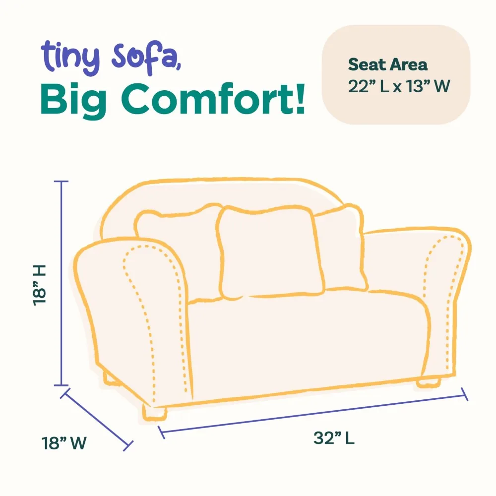 Plush Childrens Sofa with Accent Pillows, Sofa for Kids Room, Kids Sofa, Toddler Sofa with Three Fluffy Pillows 2