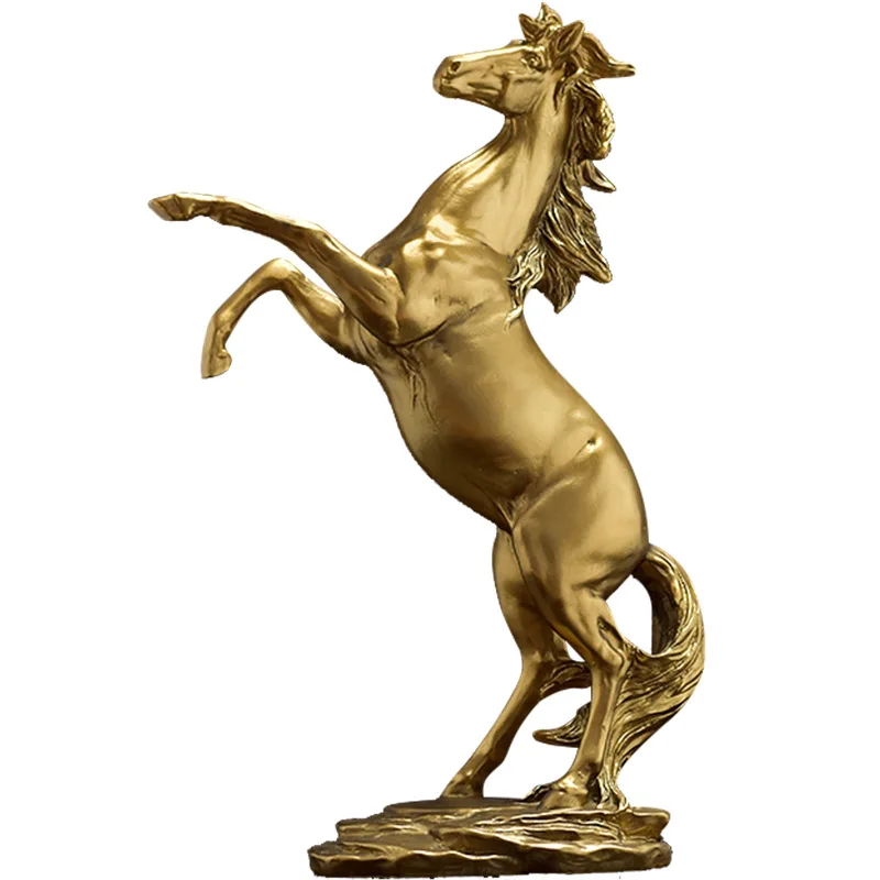 

Resin Victory Horse Statue European Style Home Decoration Gold, Black White Simulated Animal Sculpture Exquisite Desk Decoration