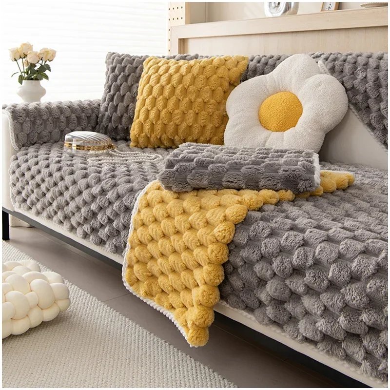 

Thicken Plush Sofa Cover Universal Non-slip Corner Sofa Mat Winter Warm Sofa Towel Couch Cushion for Living Room Sofas Blanket