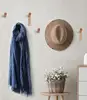 Nordic Solid Wood Leather Hook Belt Hanging Coat Hat Hooks Punch Free Wooden Wall Bedroom Living Room Hangers 5
