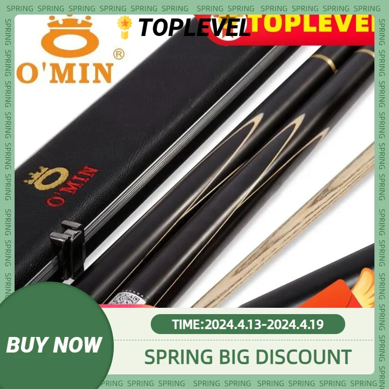 O'MIN ENLIGHTEN 3/4 Piece CRICAL Snooker Cue with Case with Extension 9.8-10mm Tip Black 8 Cue Billiard Cue Stick Ash Snooker