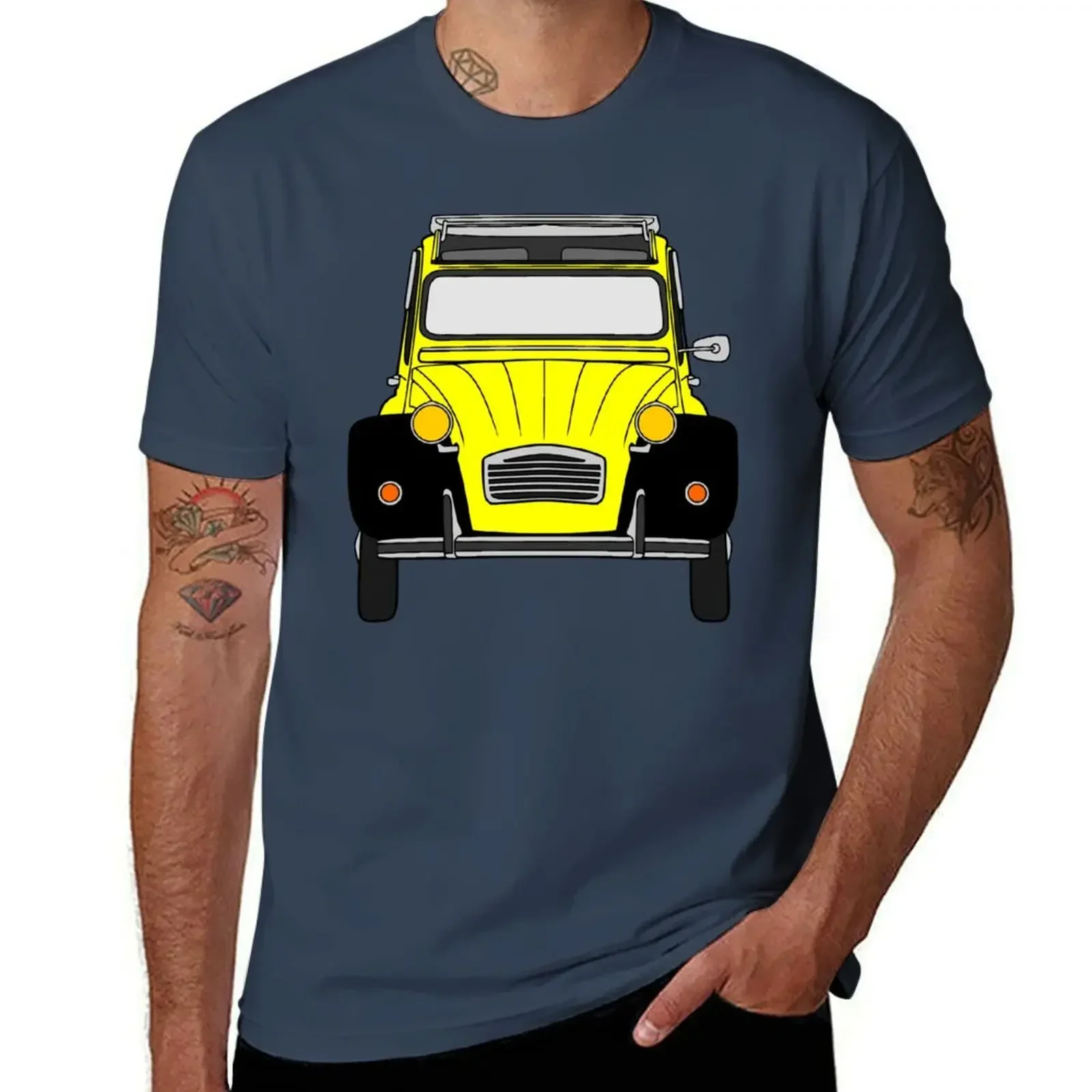 Vintage Yellow and Black Citroen 2CV Graphic Oversized T-Shirt
