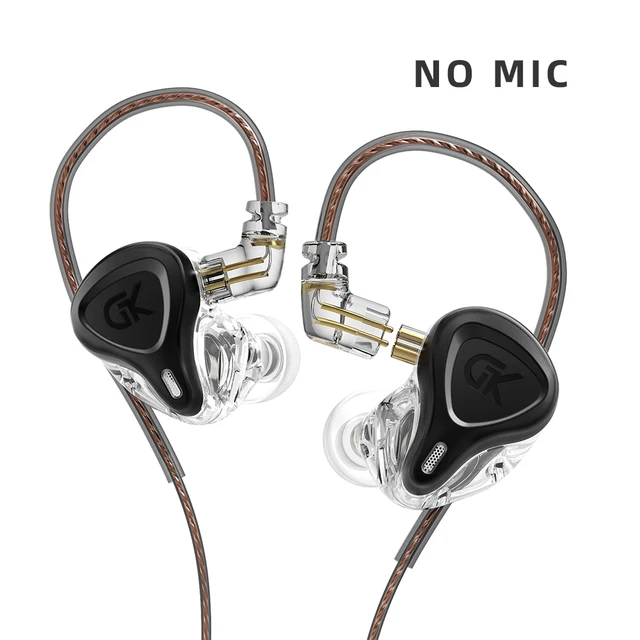 GK G5 Metal Wired Earphone In Ear HiFi Bass Music Earbud Headset With Microphone Noise Cancelling Sport Monitor Headphones G5 Black No MIC