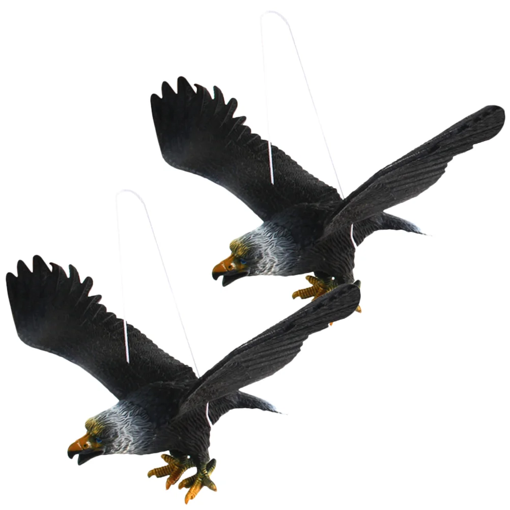

2 Pcs Toy Eagle Bird Deterrents for Garden Statue Birds Large Hanging Yard Frighten Plastic Ornament