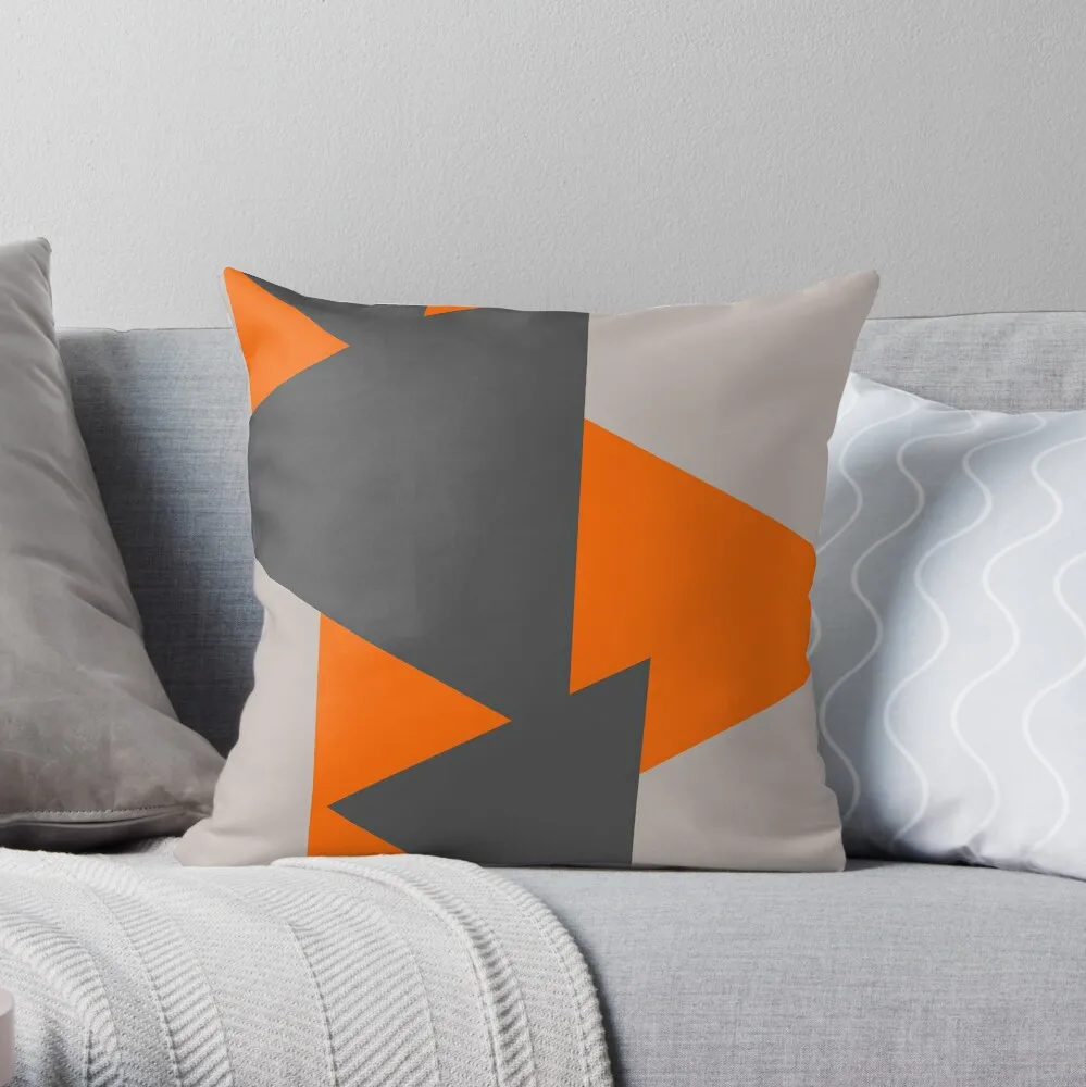 

Orange and Grey Triangles Throw Pillow Pillowcases Bed Cushions Pillows Aesthetic