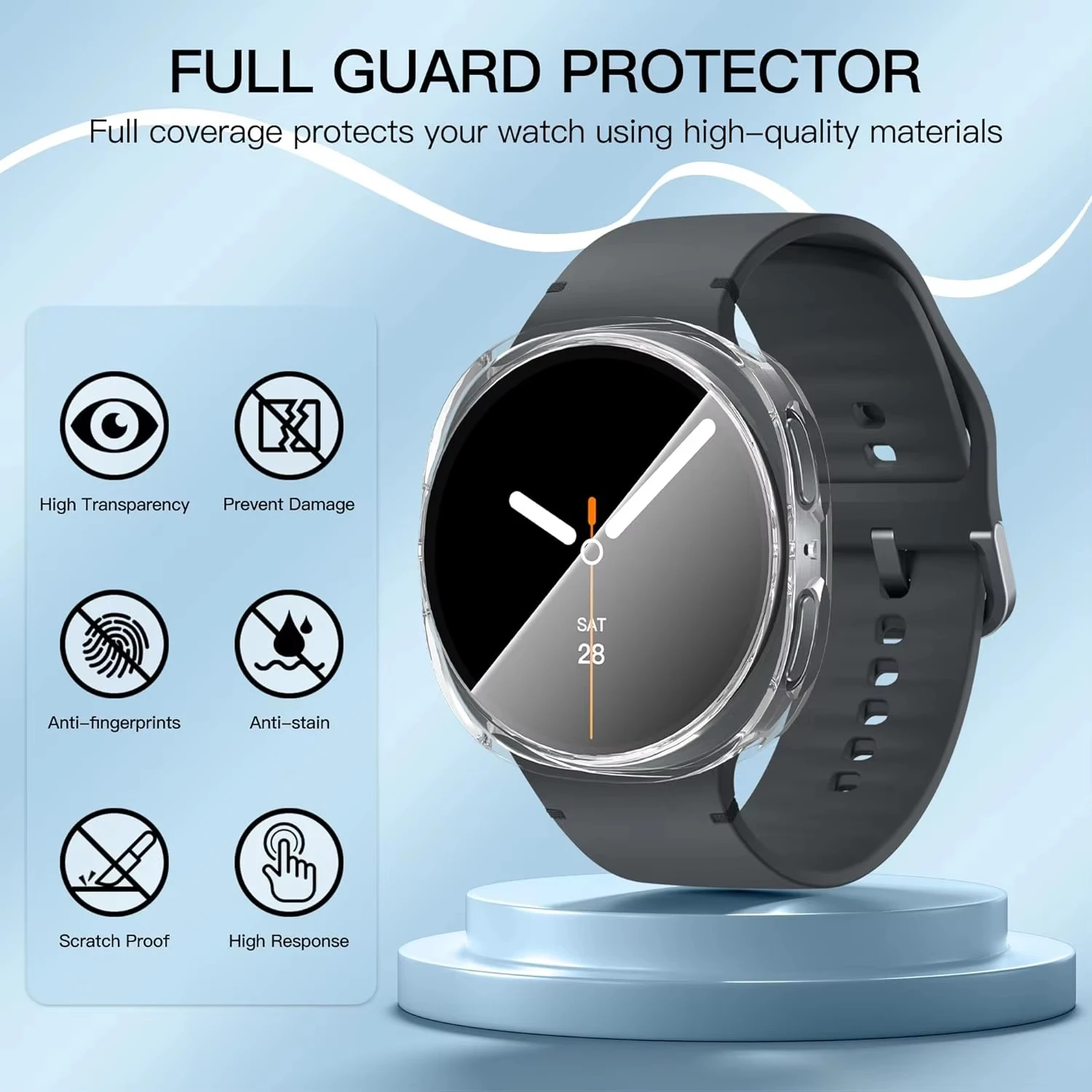 Soft TPU Protective Case Cover for Smartwatch Strap, Compatible with 40mm & 44mm