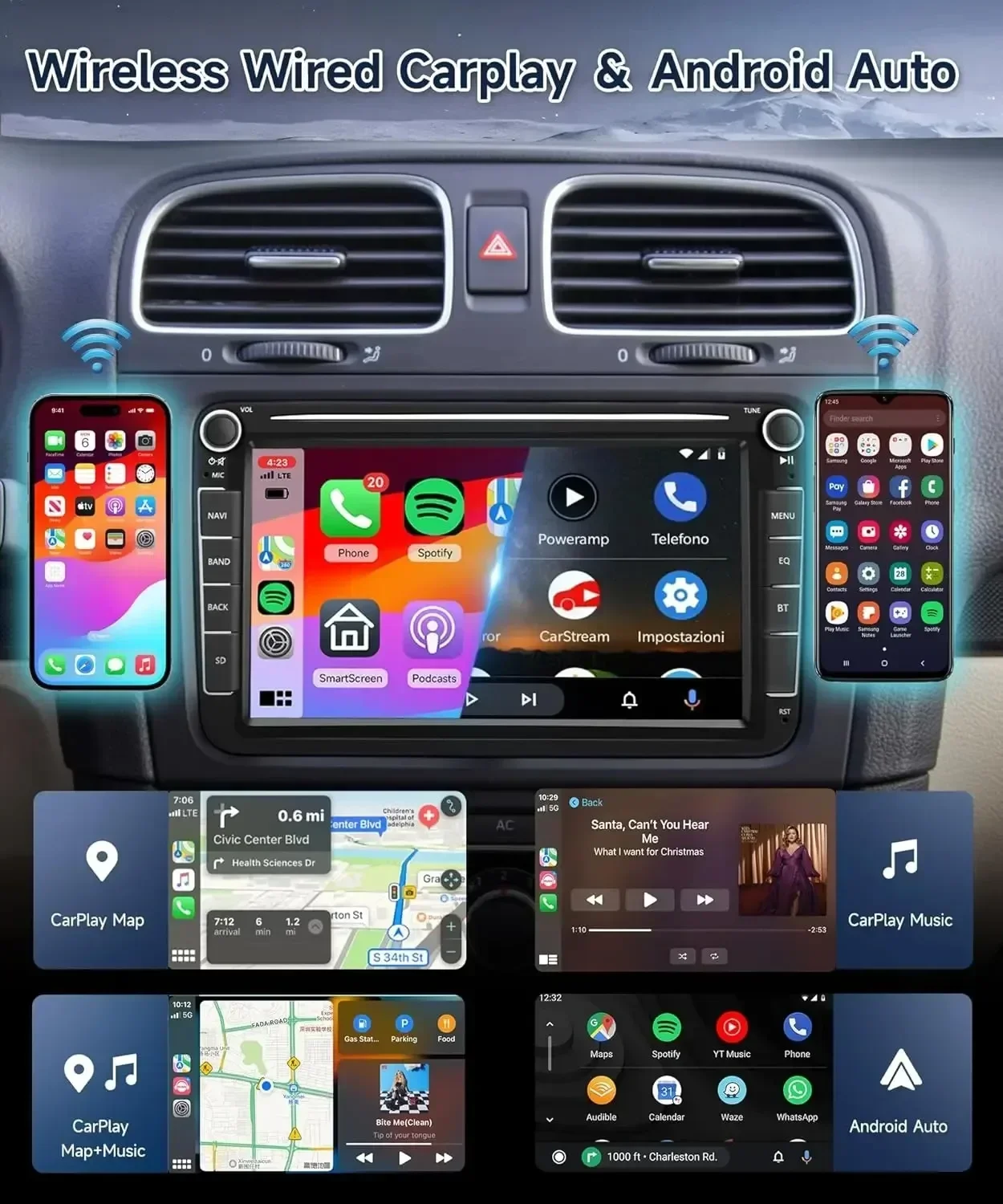 Compatible For VW Volkswagen Jetta Passat 7" Android 13.0 Car Stereo Radio Apple Carplay GPS