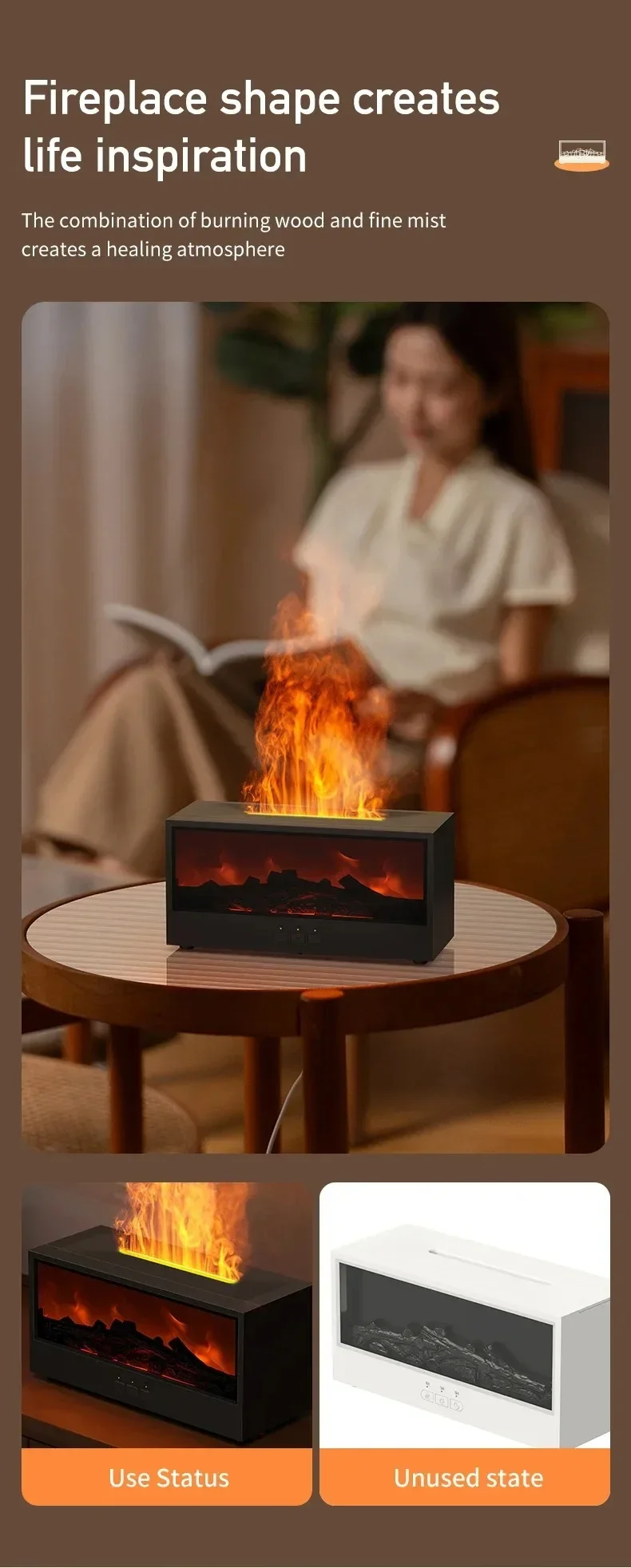 3D Flame Aromatherapy Diffuser - Essential Oil Humidifier with Color Lighting  Remote Control