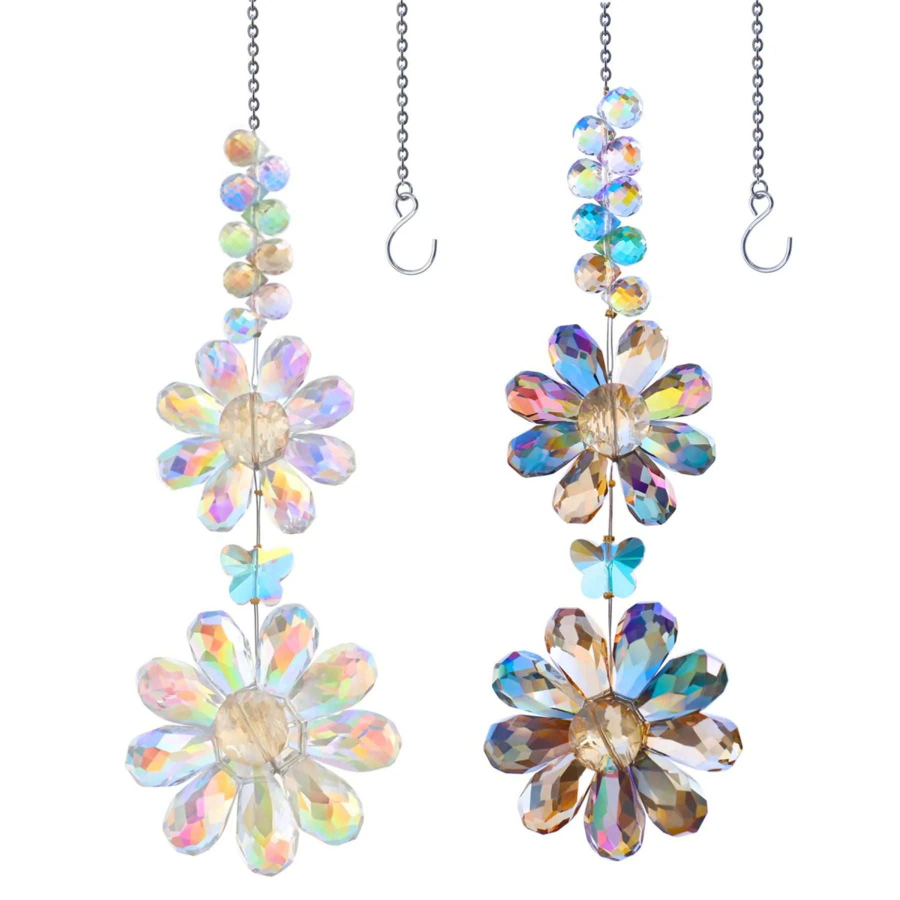 Crystal Flower Suncatcher Window Hanging Ornament Rainbow Maker Sun Catcher Indoor Outdoor Patio Garden Decor Crystal Gift