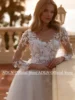 Woman Bride Wedding Dresses Customized Illusion Long Sleeves Flower Applique A Line Tulle Boho Bridal Gown Robe De Mariage 3