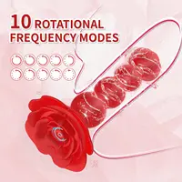 360-Grad-Rotations-Buttplug-Vibrator mit 10 rotierenden und vibrierenden Modus, Prostata-Massagegerät, Rosenform, Analkugeln, Sexspielzeug für Frauen und Männer 2