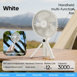 Compact and Rechargeable Multifunctional Handheld Fan with LED Display (B White)
