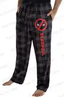 24New Summer Men's Marvel Deadpool Logo 3D Plaid Printed Anime Comfortable Pajama Pants KID/Adult Home Casual Pants Fitness Wear 2