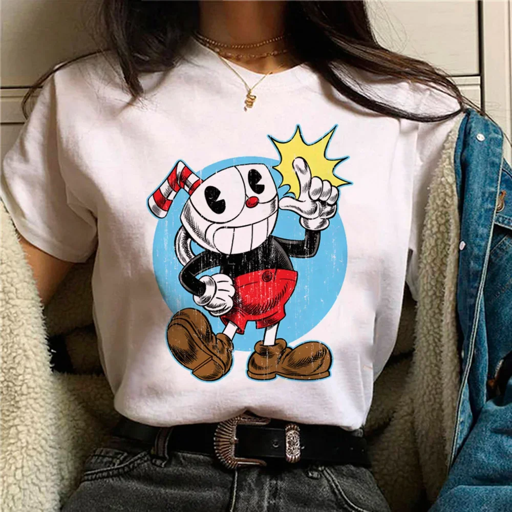 Cuphead Tshirt Donna Manga Designer Graphic Tee Femminile Manga Designer Graphic Abbigliamento