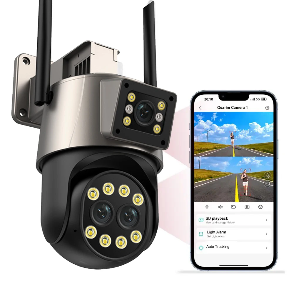 

IP-камера видеонаблюдения с тремя объективами, 8 Мп, 4K, Wi-Fi