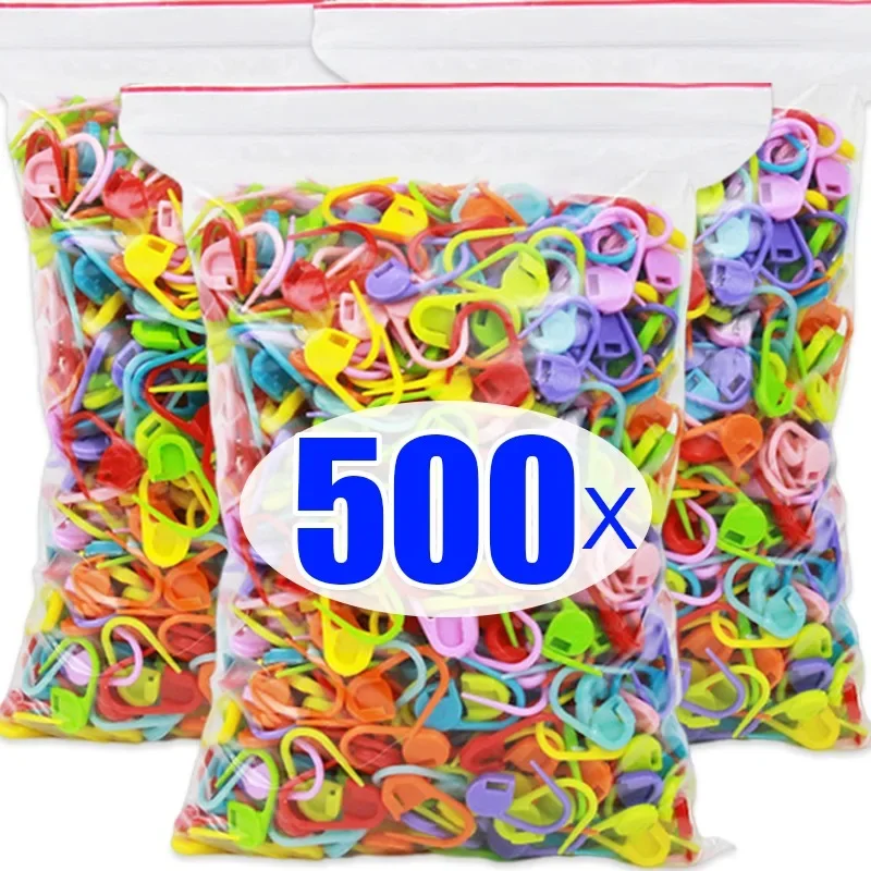 500/50PCS Knitting Marking Buckle Pins Plastic Crafts Supplies Locking Stitch Markers Sweater Weaving Tools DIY Sewing Supplies