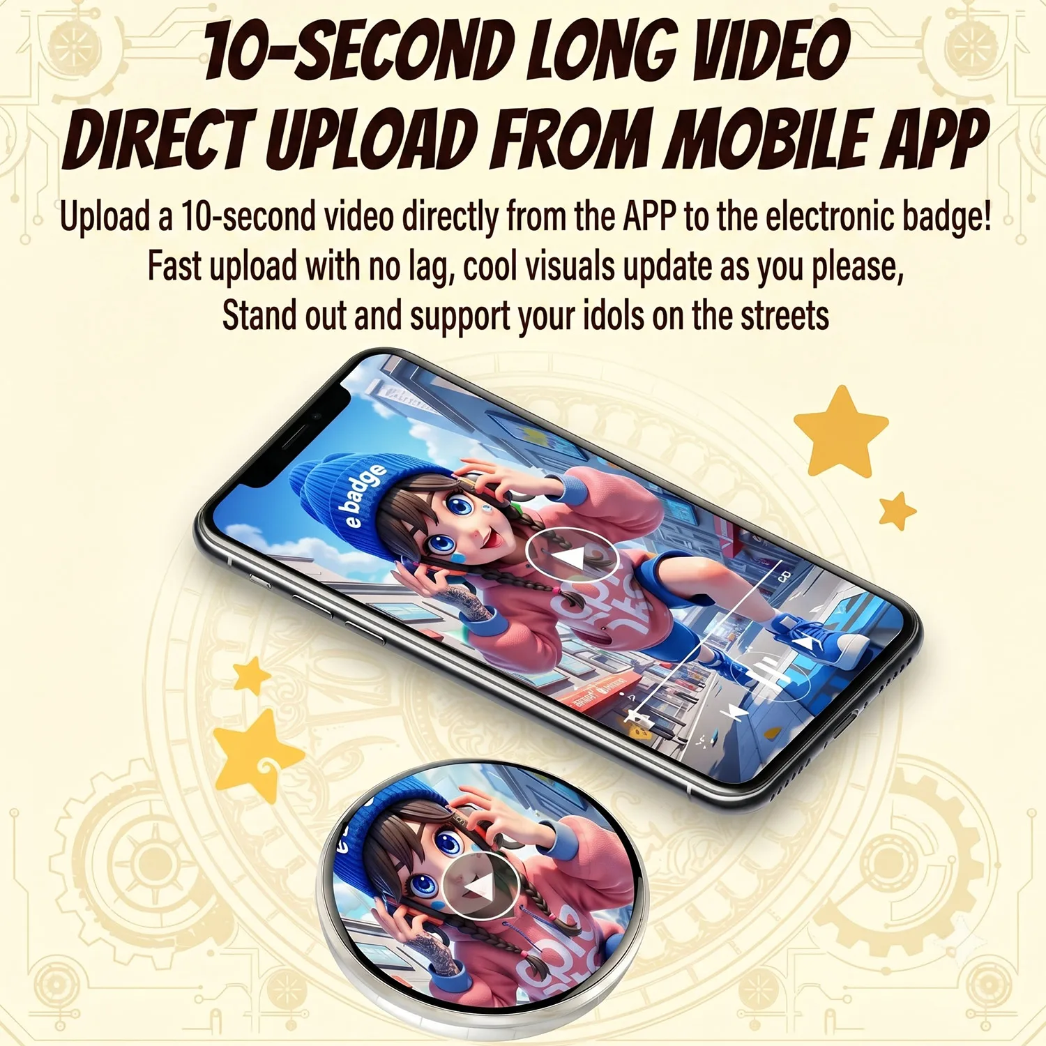 Animated DIY Digital Display Badge with Customizable Images and Phone App Control