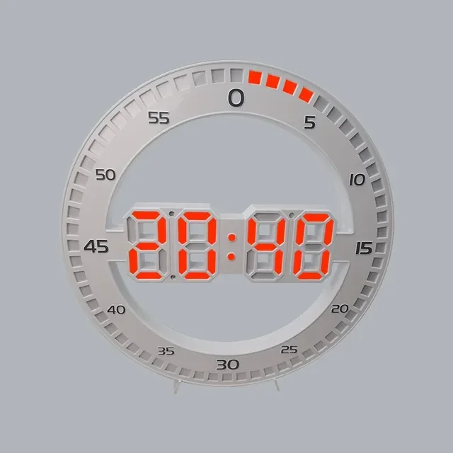 thumbnail image 1 of Reloj de pared grande digital LED moderno 3D luminoso silencioso electrónico creativo reloj de salto de segundo decoración del hogar para sala de estar, 1 of 5