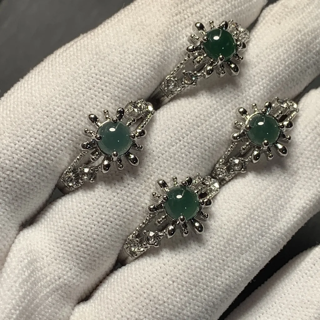 Natural Burma Jade Ring Adjustable Female Ring Jewelry for Women Gift Wholesale High Quality Vintage Fine