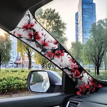 Decorazione per montante A dell'abitacolo auto, motivo a fiore di prugna, universale per tutti i modelli, tessuto autoadesivo.