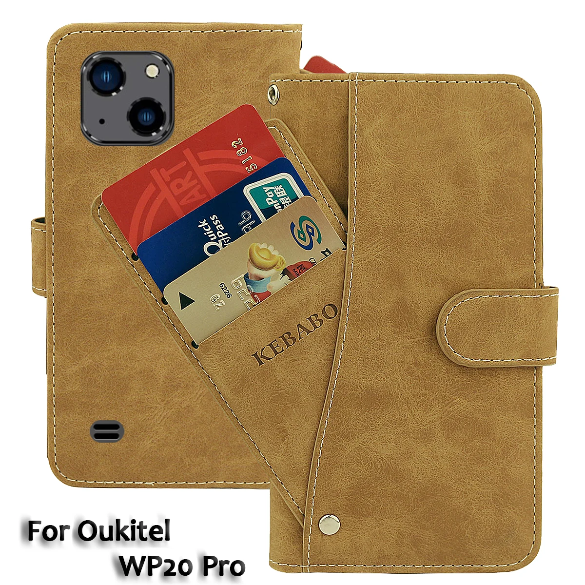 

Vintage Leather Wallet Oukitel WP20 Pro Case 5.93" Flip Luxury Card Slots Cover Magnet Phone Protective Cases Bags