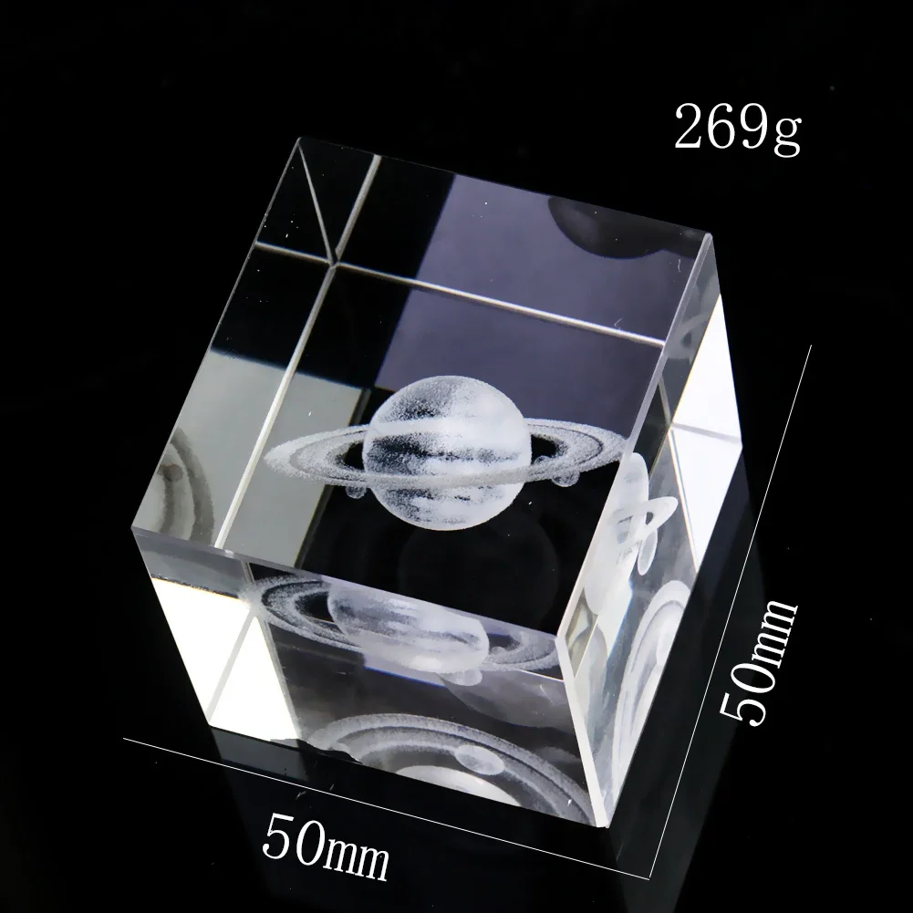 3Dレーザー刻印された宇宙惑星ガラスk9,クリスタルキューブの装飾,家の