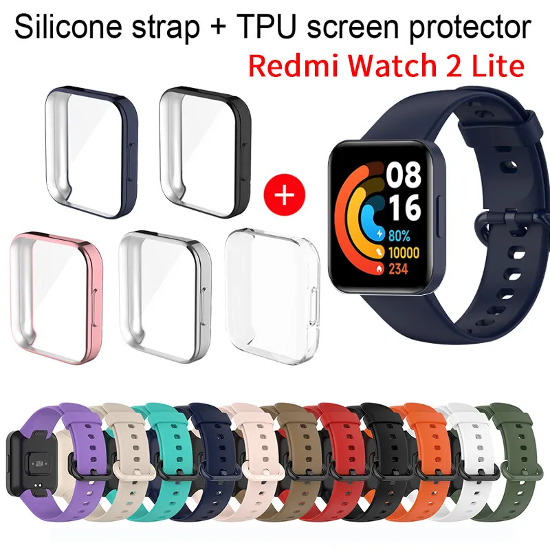 Correa y funda para Redmi Watch 2 Lite, funda protectora de silicona para pulsera inteligente, accesorios para Redmi Watch 2 Lite