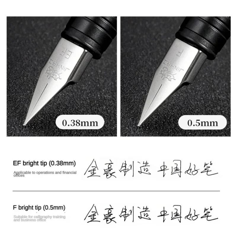 Jinhao 65 만년필 고급 펜 우아한 서예 잉크 펜 블랙 실버 컬러 편지지 비즈니스 학교 사무용품