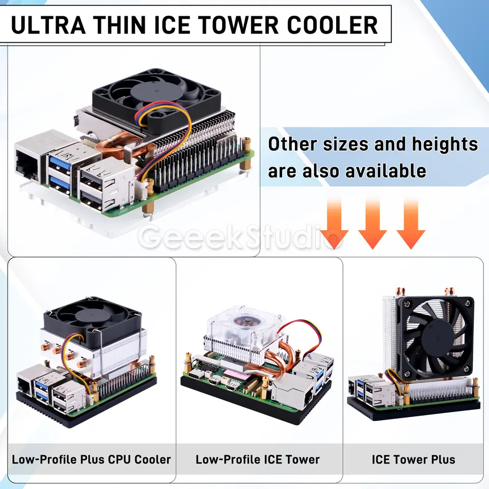 Ultra Thin ICE Tower Cooler for Raspberry Pi 5 CPU Fan image 3