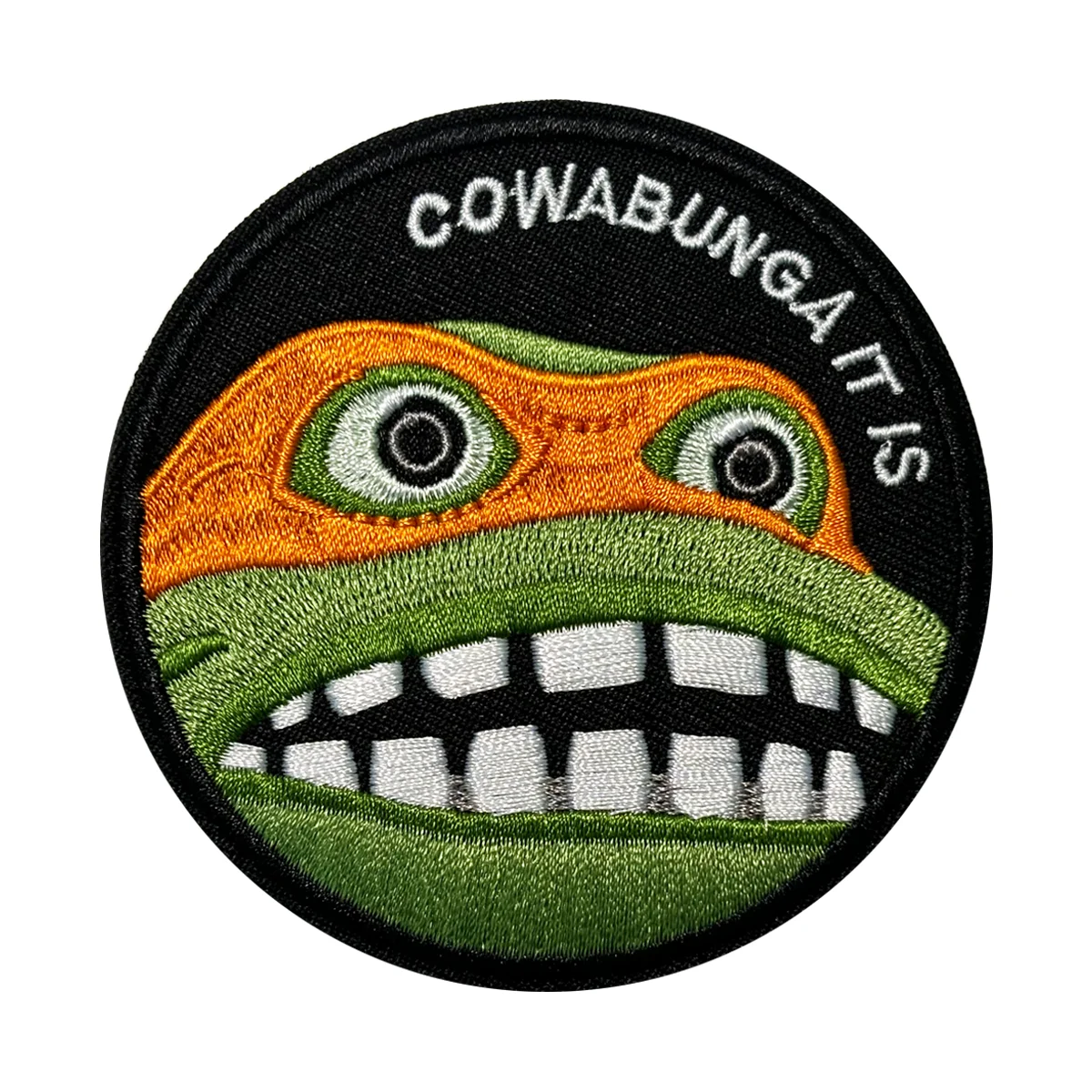 Cowabunga It Is – Lustiger, bestickter Moral-Aufnäher mit Klettverschluss für Rucksäcke, Uniformen, Jacken und Hüte