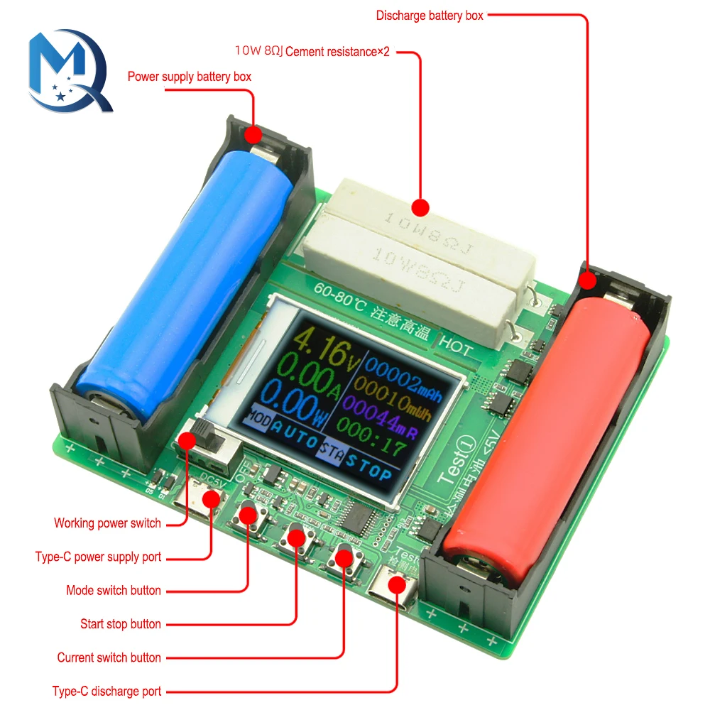 LCD Display Battery Capacity Tester MAh MWh 18650 Lithium Battery Digital Type-C Measurement Battery Power Detector Module - AliExpress