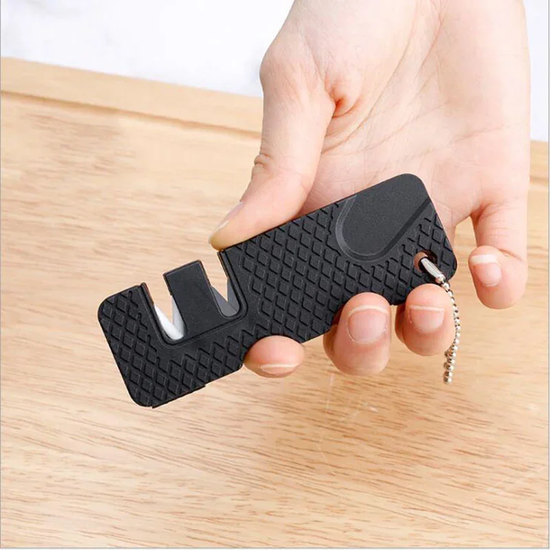 Portable Knife Whetstone Keychain Ceramic Tungsten Steel Scissor Sharpener Outdoor Multi Hook Camp Tool