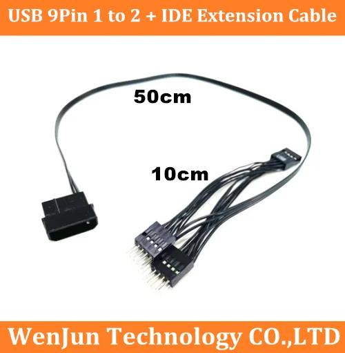 

Материнская плата USB 9pin 1 к 2 удлинитель питания кабель адаптера с 50 см IDE molex сплиттер Тип Черный 10 шт.