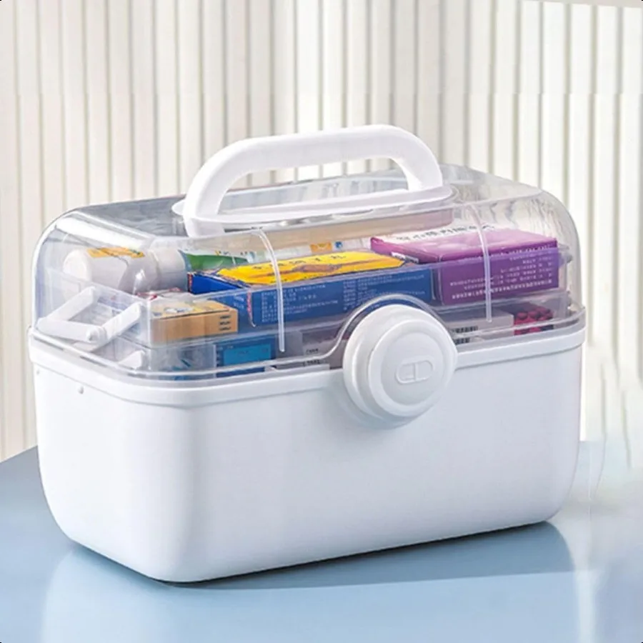 Portable Medical Storage Containers 3Tier Foldable Medicine Box