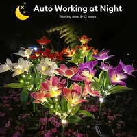 Orchid Rose Solar Lawn Lamp Outdoor Waterproof Flowers Landscape Lamp Solar Charging Decoration Light for Garden Yard Pathway 1