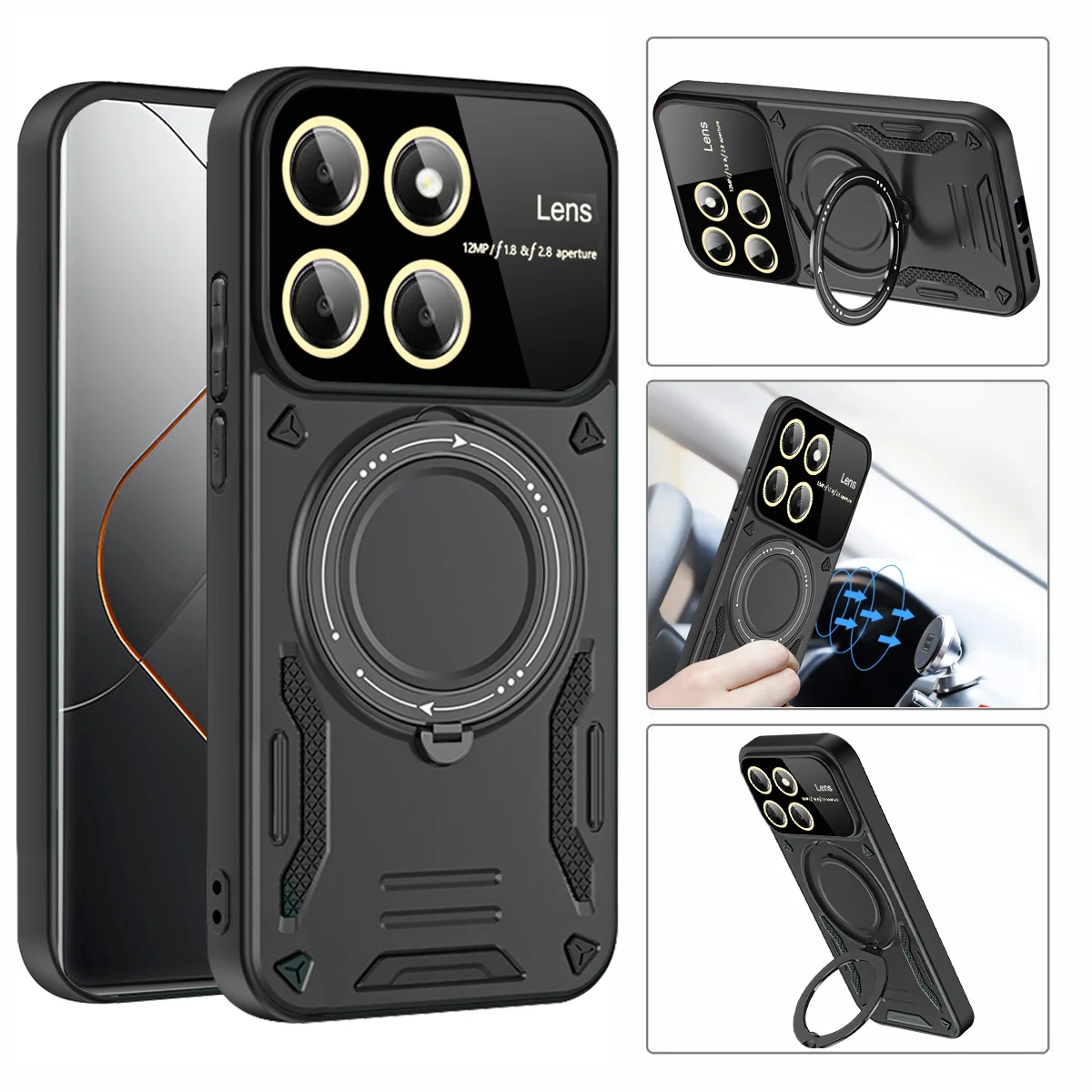 MagSafe Armor Wireless Charging Shockproof Case with Magnetic Ring Cover