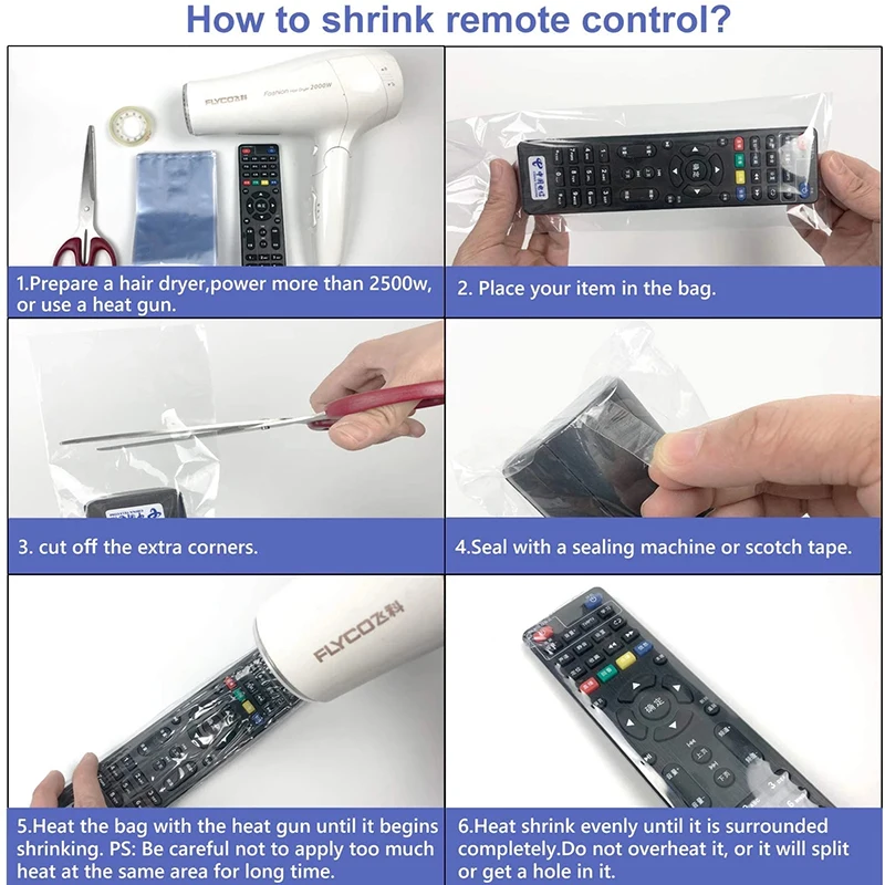 Shrink film bag 20PCS Transparent Shrink film bag Anti-dust Protective case cover For TV air conditioner remote control