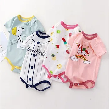 Baby Triangle Wrap scoreggia pagliaccetto neonato estate 100% cotone Cute Body Suits New girocollo Cartoon stampato tutina per ragazze 1